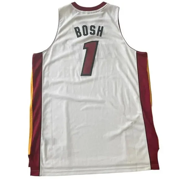 ADIDAS NBA MIAMI HEAT BOSH #1 JERSEY STITCHED WHITE RED SZ XL 2011 BASKETBALL